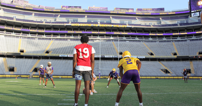 LSU 5-star+ QB commit Bryce Underwood camped in Tiger Stadium one year ago (Photo: Shea Dixon/On3)